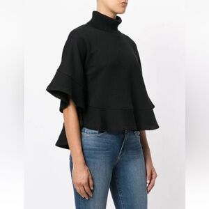 See by Chloe Cape Short Sleeve Shirt In Black Turtleneck Terry Sweatshirt